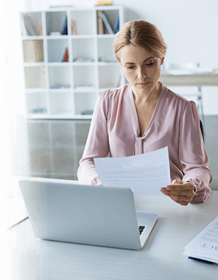 Woman working on laptop